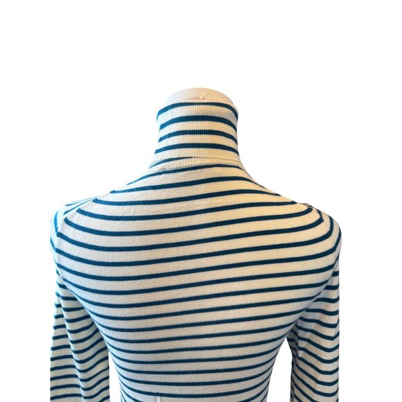 2/$30 ZARA Medium Striped Teal/Ivory Turtleneck Long Sleeve Sweater - Picture 10 of 12
